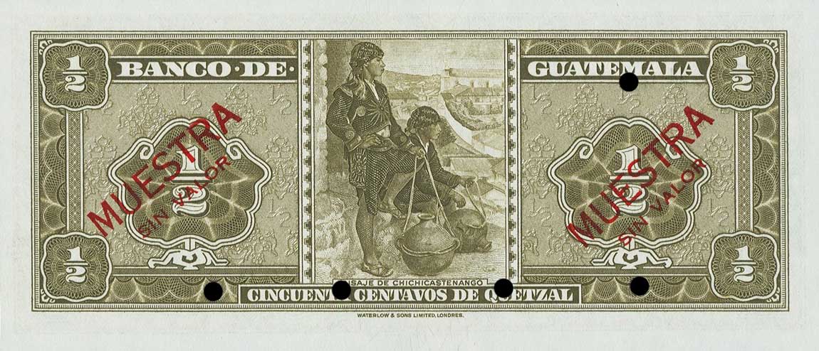 Back of Guatemala p41s: 0.5 Quetzal from 1959