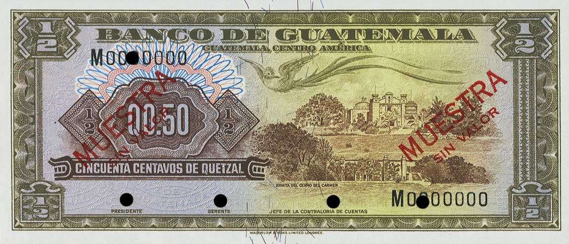 Front of Guatemala p41s: 0.5 Quetzal from 1959