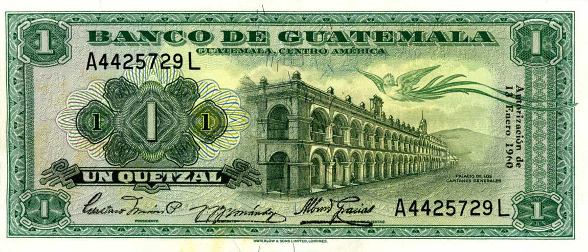 Front of Guatemala p43b: 1 Quetzal from 1960