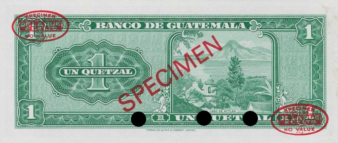 Back of Guatemala p43s: 1 Quetzal from 1959