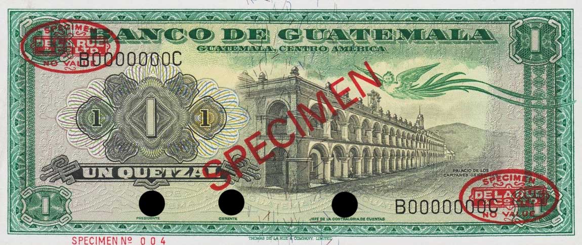 Front of Guatemala p43s: 1 Quetzal from 1959