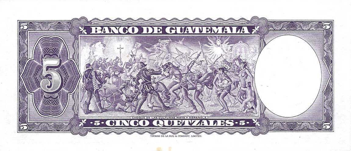 Back of Guatemala p45f: 5 Quetzales from 1964