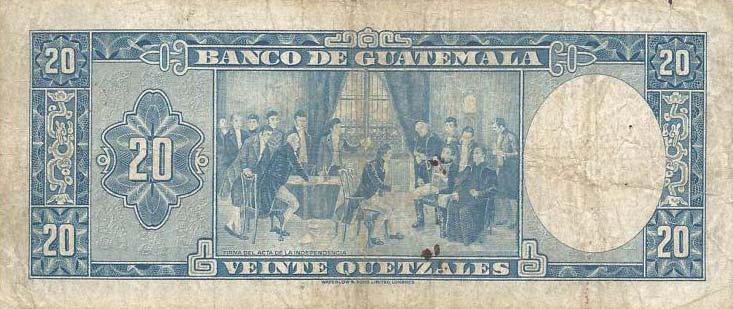 Back of Guatemala p48c: 20 Quetzales from 1962