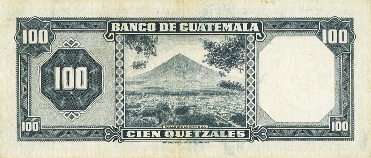 Back of Guatemala p50b: 100 Quetzales from 1961