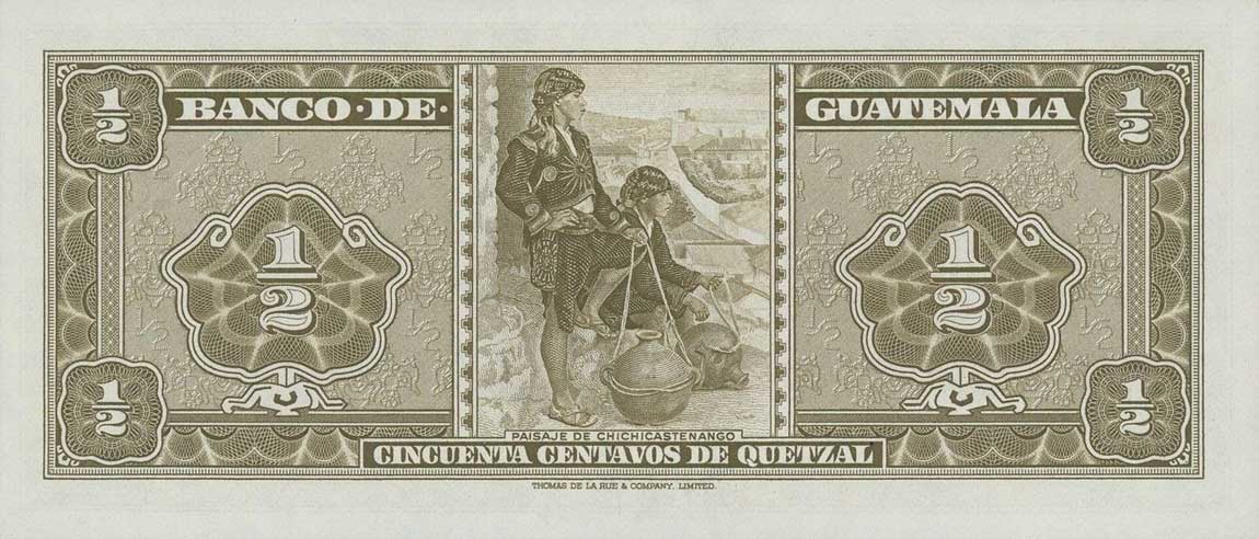 Back of Guatemala p51h: 0.5 Quetzal from 1971