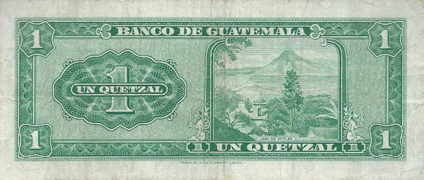 Back of Guatemala p52d: 1 Quetzal from 1967