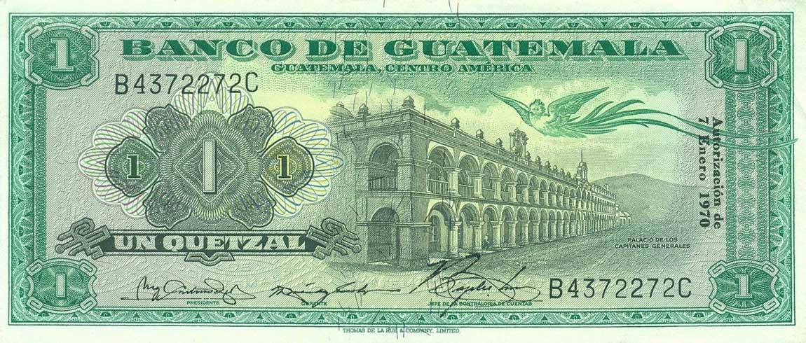 Front of Guatemala p52g: 1 Quetzal from 1970