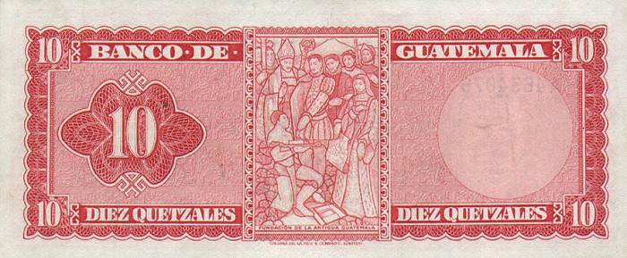 Back of Guatemala p54a: 10 Quetzales from 1965