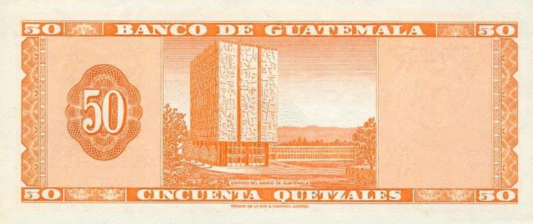 Back of Guatemala p56a: 50 Quetzales from 1967