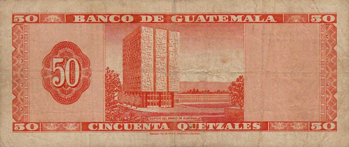 Back of Guatemala p56e: 50 Quetzales from 1971