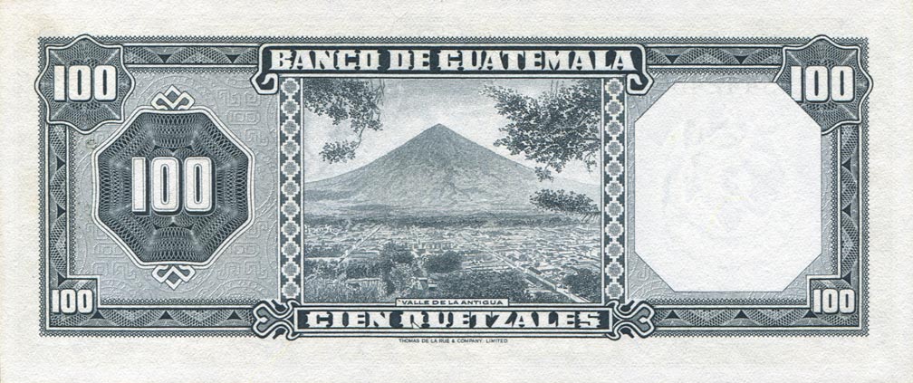 Back of Guatemala p57c: 100 Quetzales from 1968