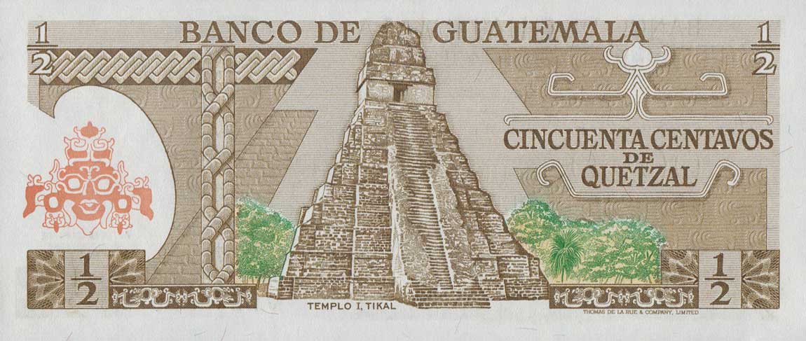 Back of Guatemala p58c: 0.5 Quetzal from 1978