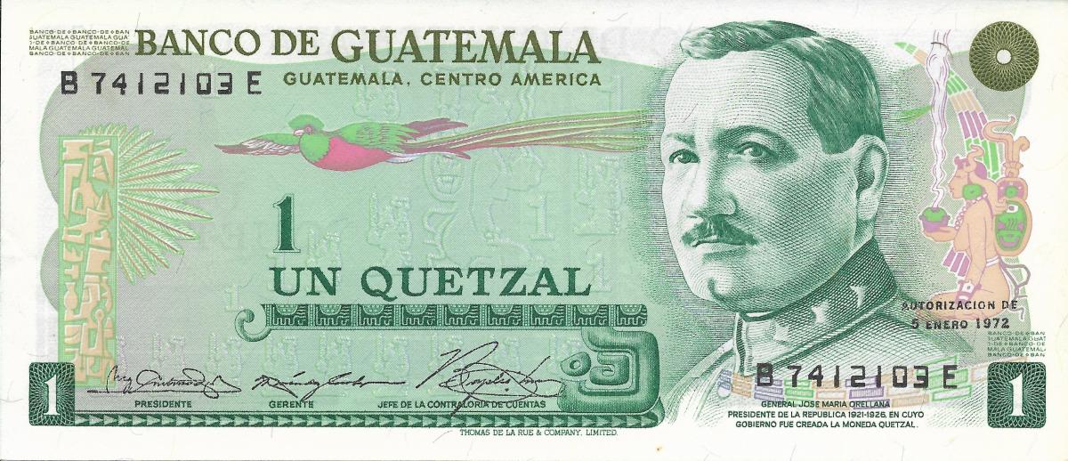 Front of Guatemala p59a: 1 Quetzal from 1972