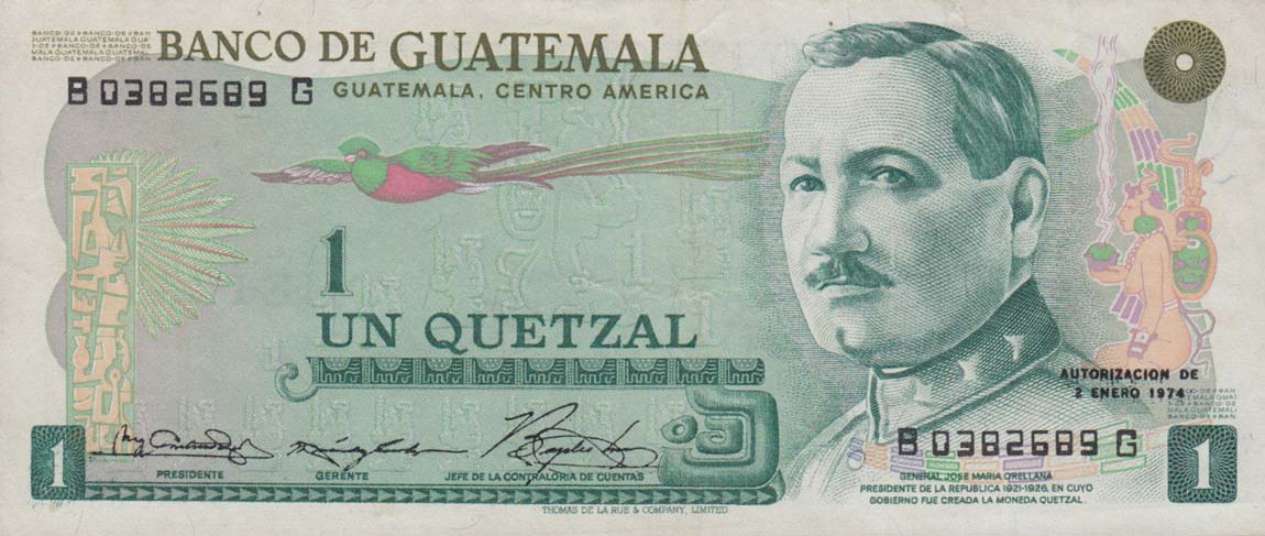 Front of Guatemala p59b: 1 Quetzal from 1974