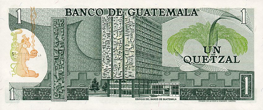 Back of Guatemala p59c: 1 Quetzal from 1977