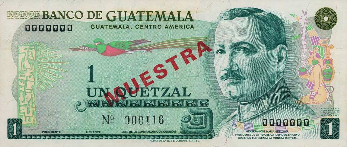 Front of Guatemala p59s: 1 Quetzal from 1977