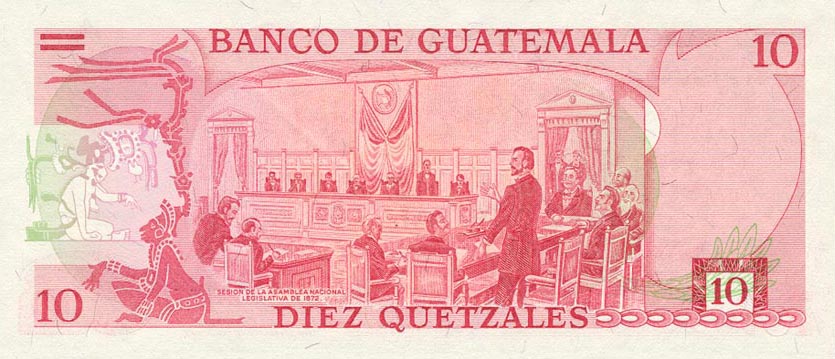 Back of Guatemala p61c: 10 Quetzales from 1978