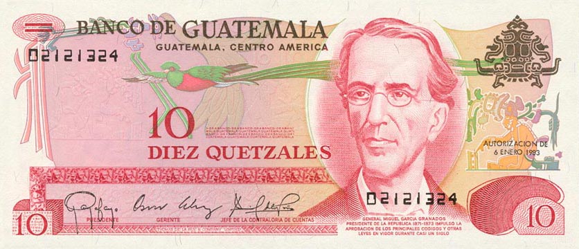 Front of Guatemala p61c: 10 Quetzales from 1978