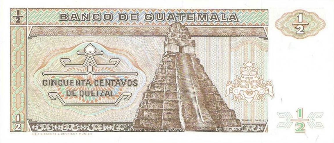 Back of Guatemala p65: 0.5 Quetzal from 1983