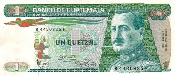 Front of Guatemala p66: 1 Quetzal from 1983