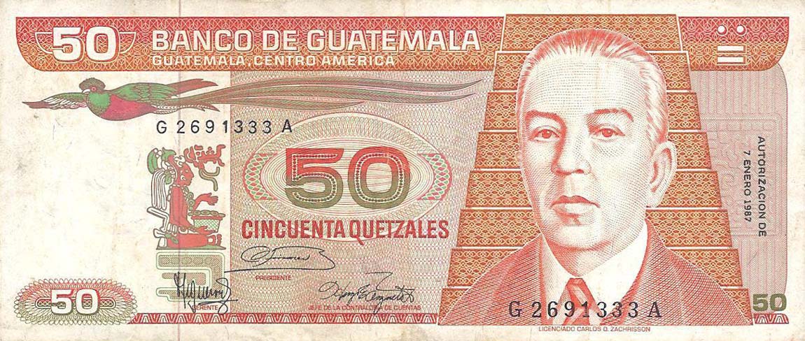 Front of Guatemala p70a: 50 Quetzales from 1983