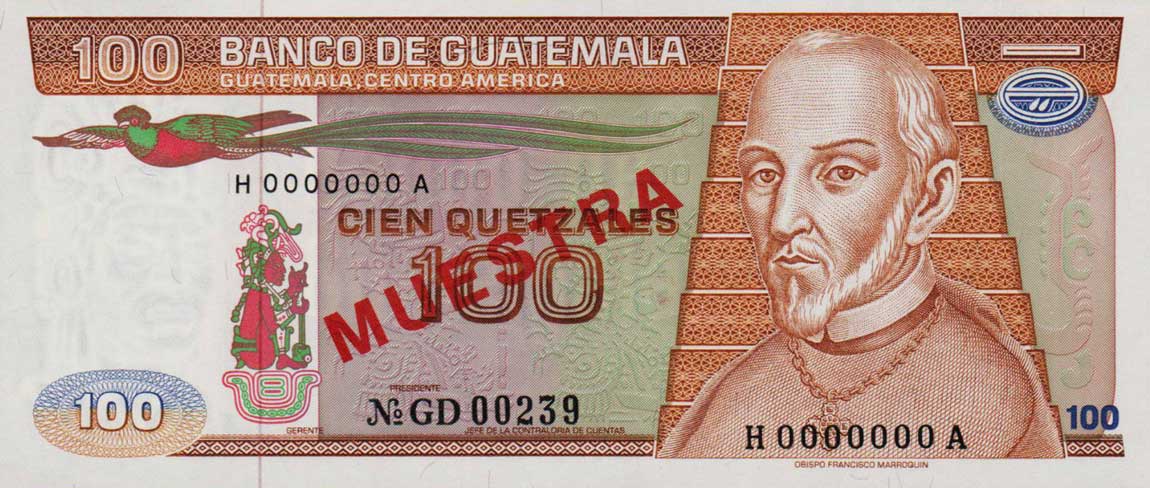 Front of Guatemala p71s: 100 Quetzales from 1983