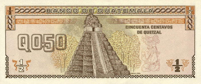 Back of Guatemala p72a: 0.5 Quetzal from 1989