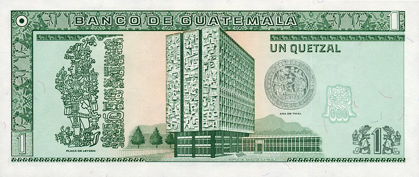 Back of Guatemala p73a: 1 Quetzal from 1990