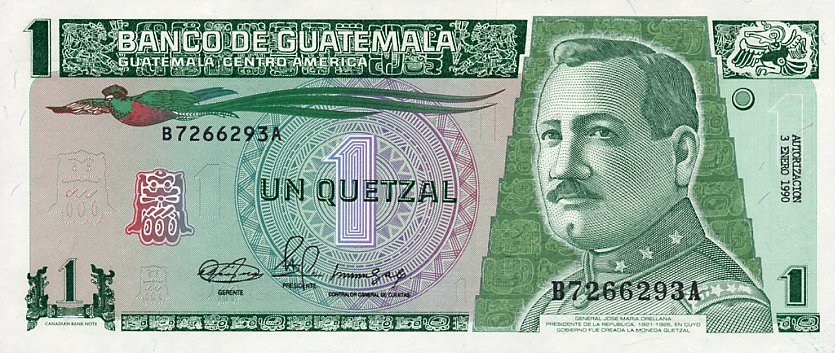 Front of Guatemala p73a: 1 Quetzal from 1990