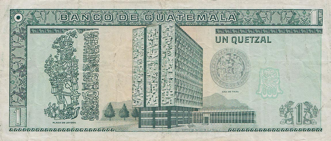 Back of Guatemala p73b: 1 Quetzal from 1991