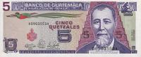 p74a from Guatemala: 5 Quetzales from 1990