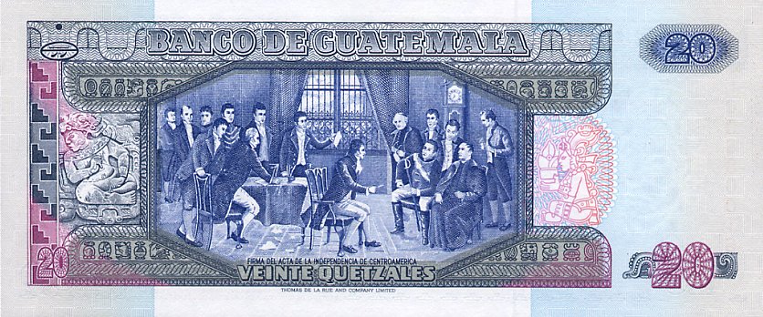 Back of Guatemala p76a: 20 Quetzales from 1989