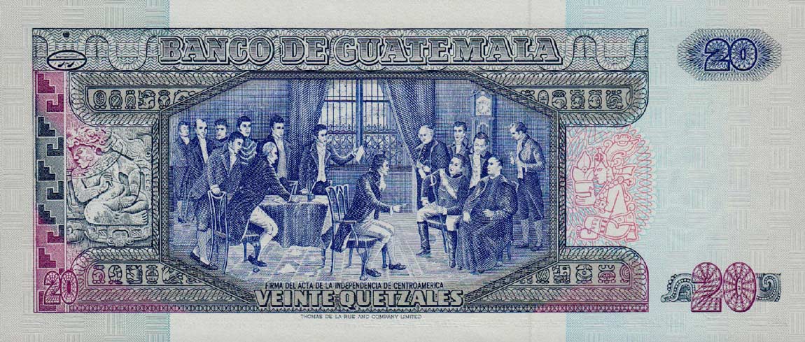 Back of Guatemala p76b: 20 Quetzales from 1990