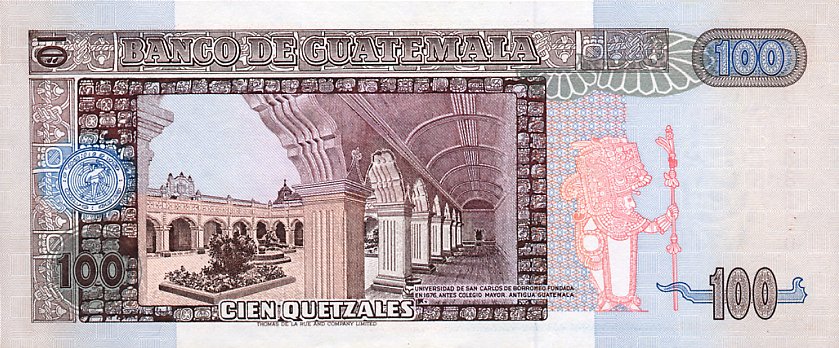 Back of Guatemala p78a: 100 Quetzales from 1989