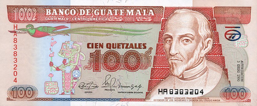 Front of Guatemala p78a: 100 Quetzales from 1989