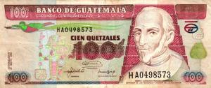 p78c from Guatemala: 100 Quetzales from 1992