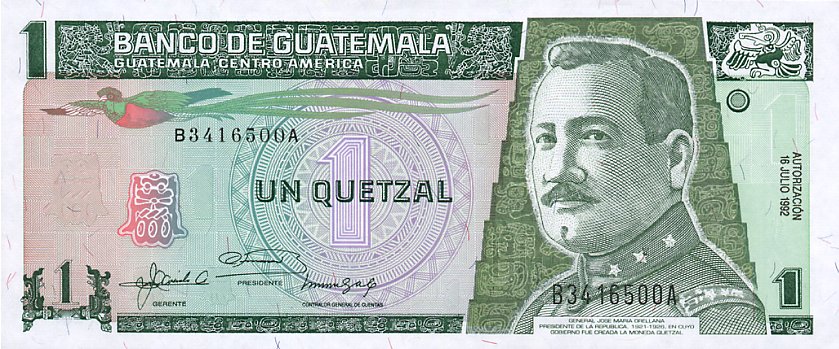 Front of Guatemala p80a: 1 Quetzal from 1992