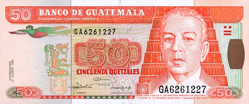 Front of Guatemala p84a: 50 Quetzales from 1992