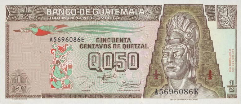 Front of Guatemala p86b: 0.5 Quetzal from 1994