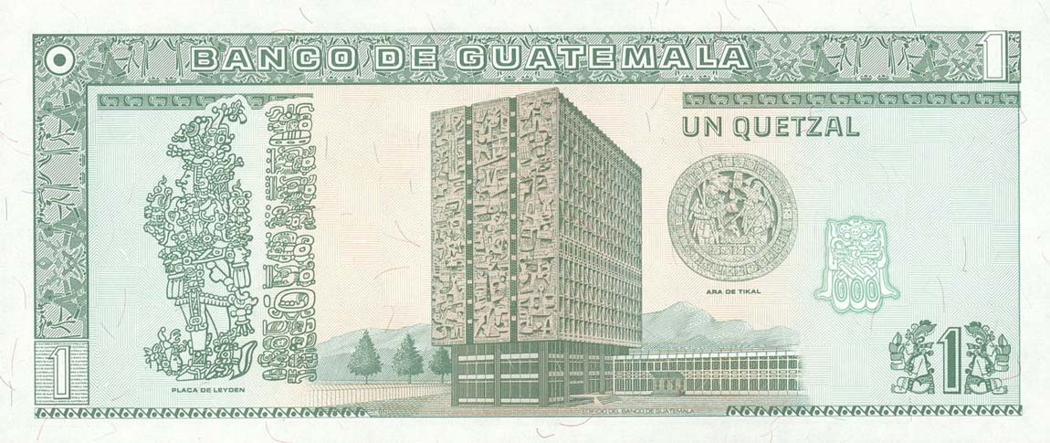 Back of Guatemala p87a: 1 Quetzal from 1993