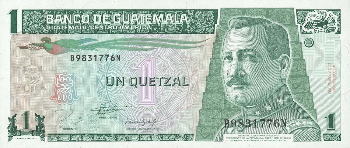 Front of Guatemala p87a: 1 Quetzal from 1993