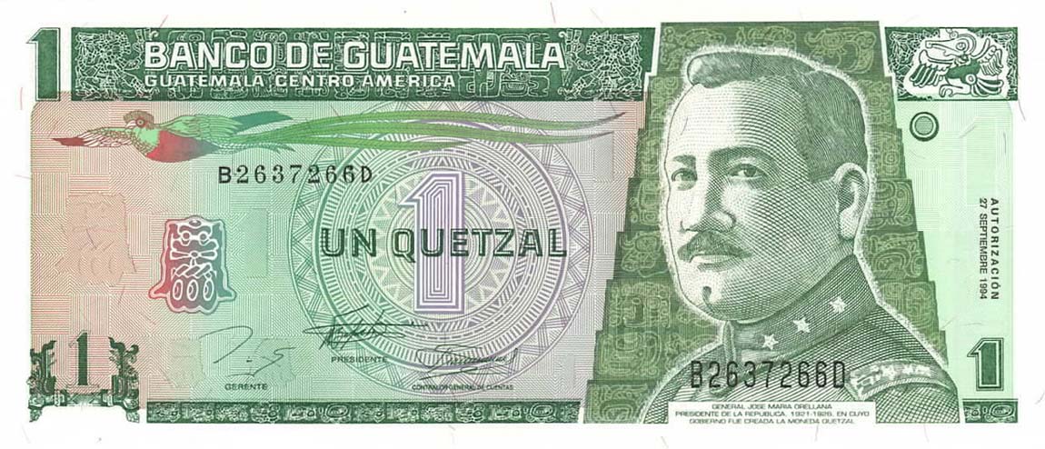 Front of Guatemala p87b: 1 Quetzal from 1994