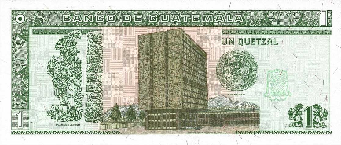 Back of Guatemala p90: 1 Quetzal from 1994