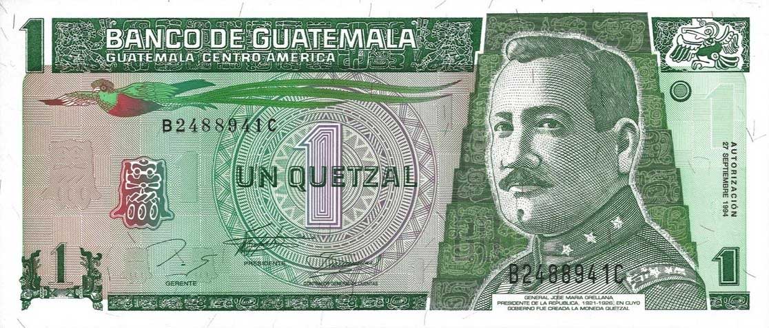 Front of Guatemala p90: 1 Quetzal from 1994