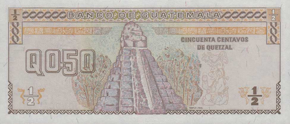 Back of Guatemala p96s: 0.5 Quetzal from 1996