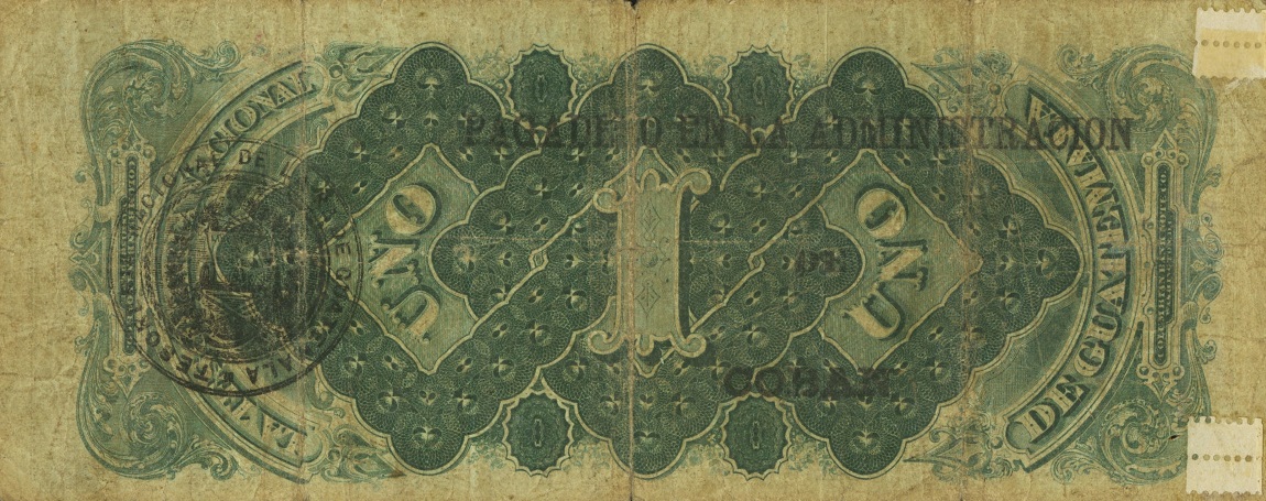 Back of Guatemala pA1a: 1 Peso from 1881
