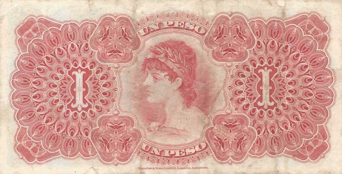 Back of Guatemala pS101a: 1 Peso from 1895