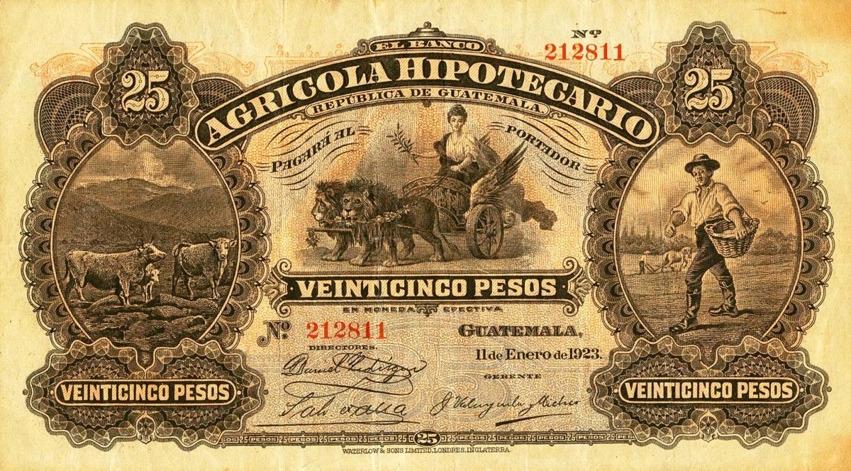 Front of Guatemala pS103: 25 Pesos from 1917