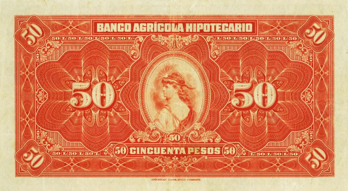 Back of Guatemala pS104a: 50 Pesos from 1917