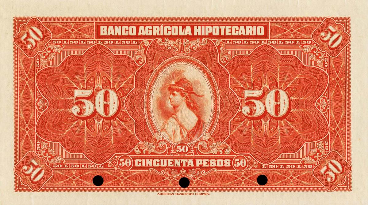 Back of Guatemala pS104s: 50 Pesos from 1917